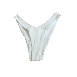 Aerie NWT Cheeky High Waisted Ribbed Bikini Swim Bottoms Sz Medium Womens White